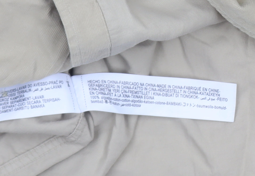 Massimo Dutti Men's Beige Cotton Long Sleeve Button-Up Shirt M