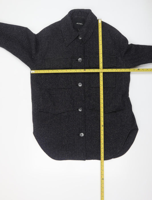 Monki Womens Black Wool Blend Shacket Jacket Size S Classic Relaxed Style