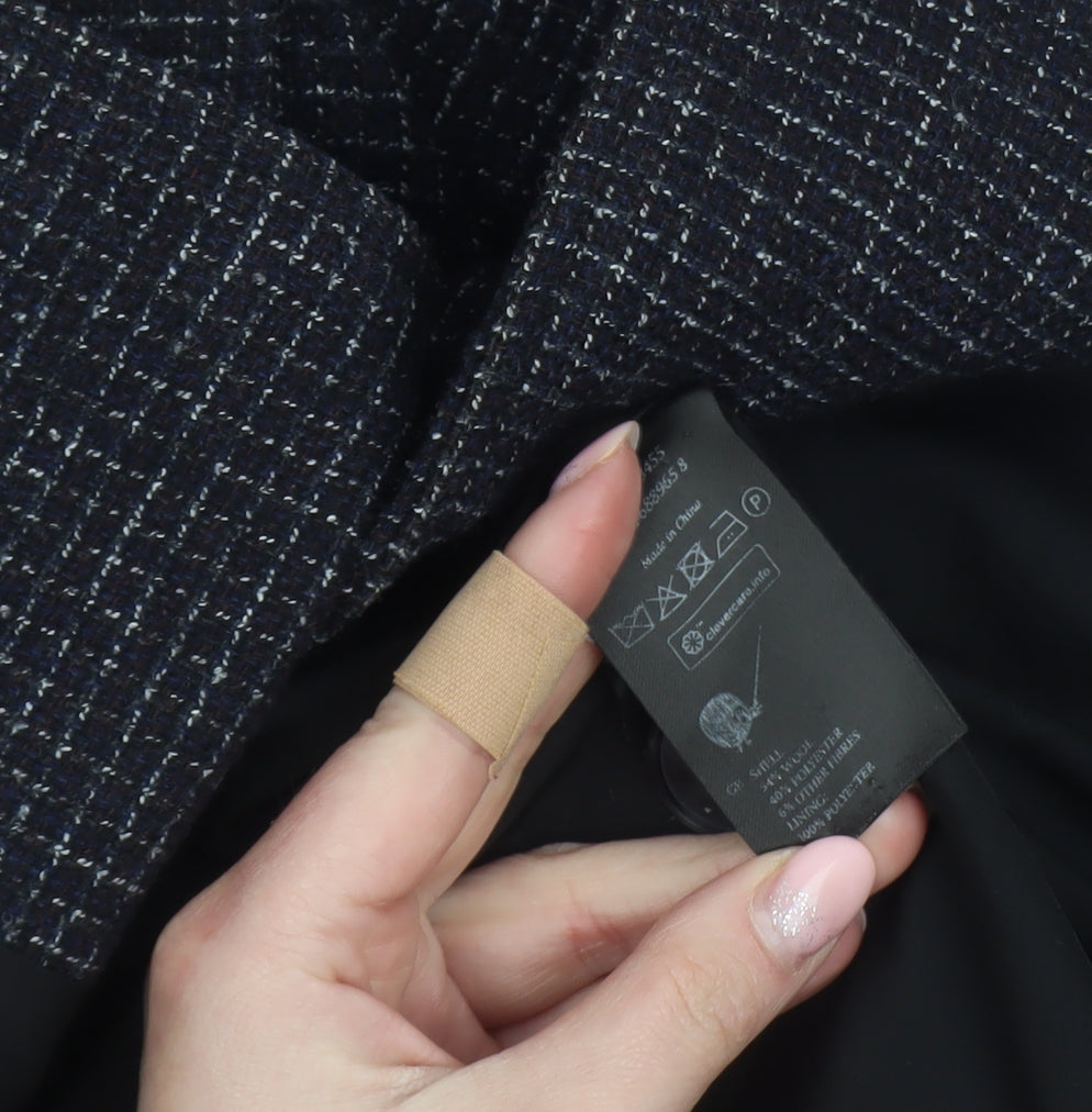 Monki Womens Black Wool Blend Shacket Jacket Size S Classic Relaxed Style