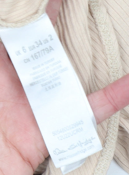 Womens UK Size 6 Miss Selfridge One-Piece Beige Bodysuit