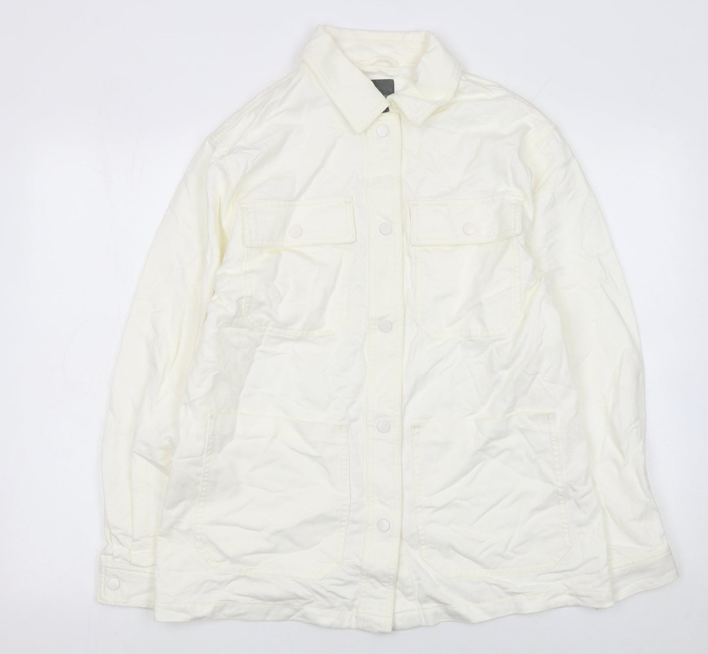 Womens UK Size S Primark Ivory Basic Button-Up