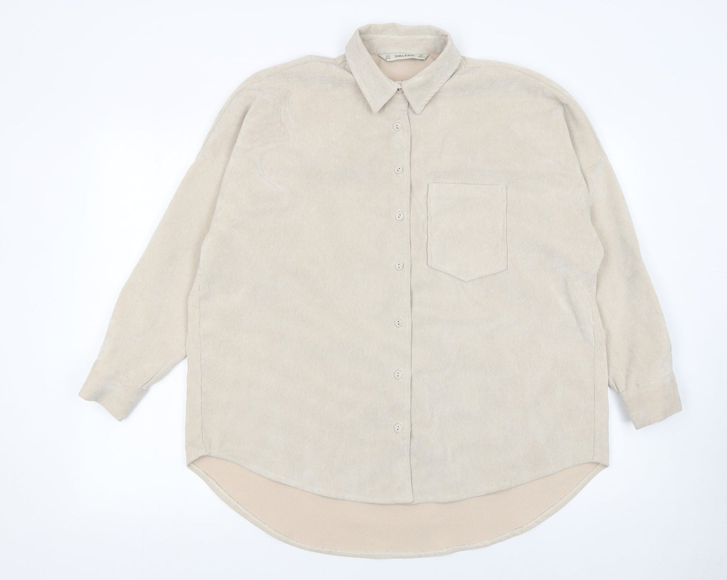 Womens UK Size 8 Zara Basic Beige Basic Button-Up