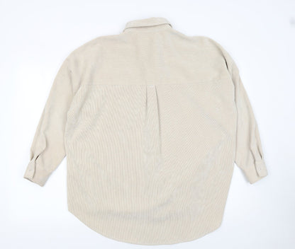 Womens UK Size 8 Zara Basic Beige Basic Button-Up