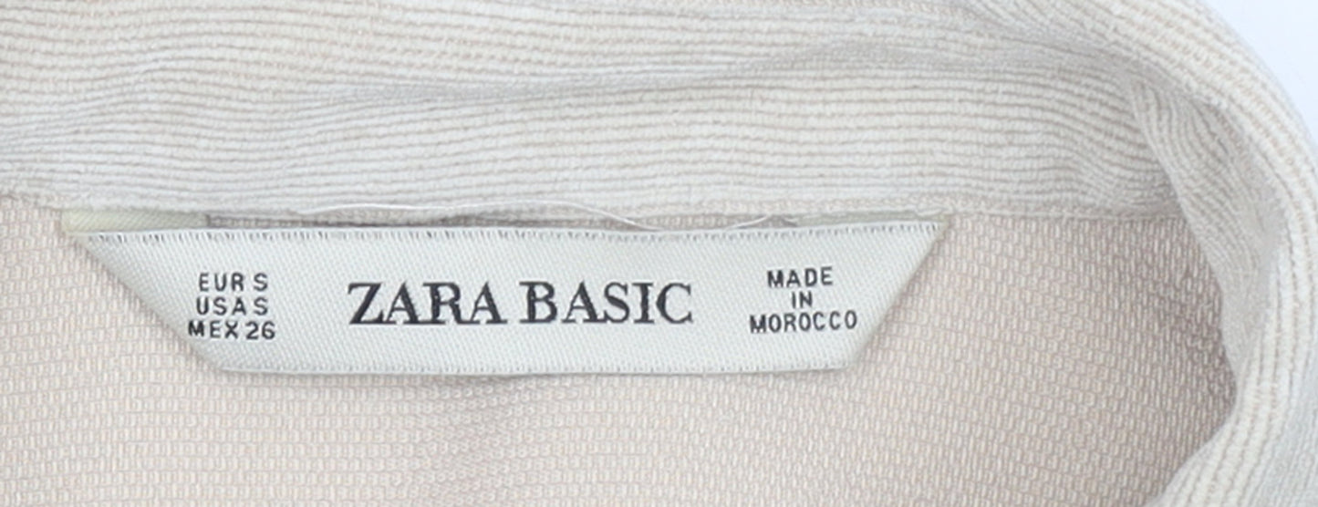 Womens UK Size 8 Zara Basic Beige Basic Button-Up
