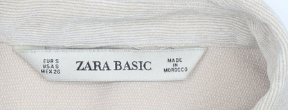 Womens UK Size 8 Zara Basic Beige Basic Button-Up