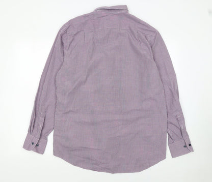 Marks and Spencer Men's Multicoloured Check Long Sleeve Button-Up Shirt Size 16 Regular