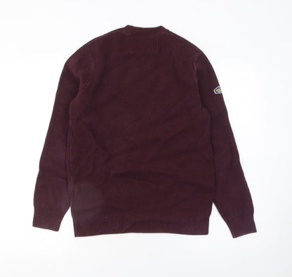 Superdry Men’s Red Cotton Waffle Knit Jumper Size M Crew Neck