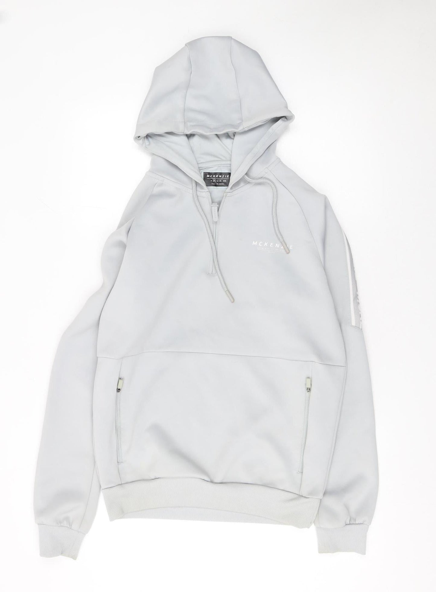 Mens UK Size M McKenzie Grey 1/2 Zip Hoodie