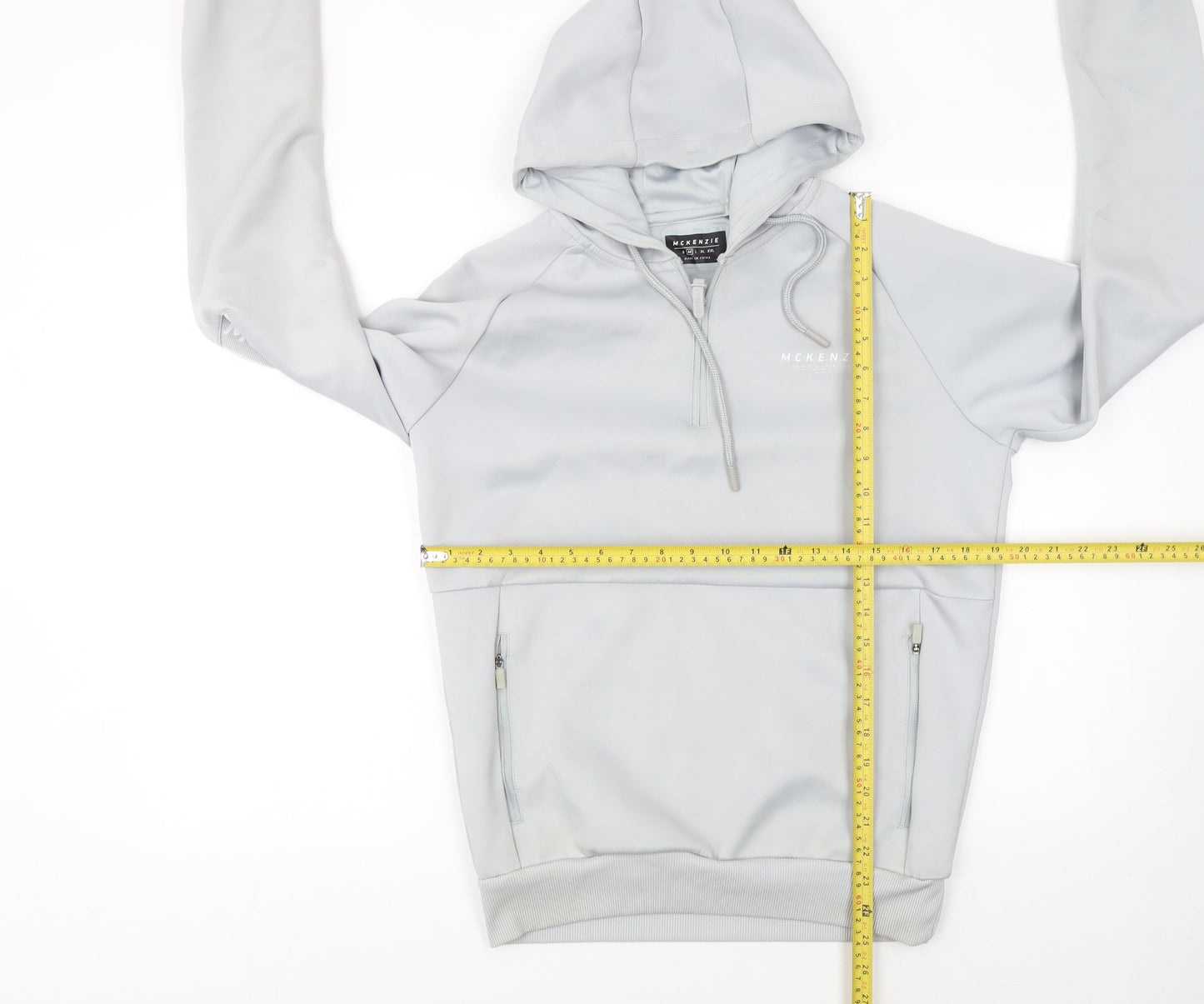 Mens UK Size M McKenzie Grey 1/2 Zip Hoodie