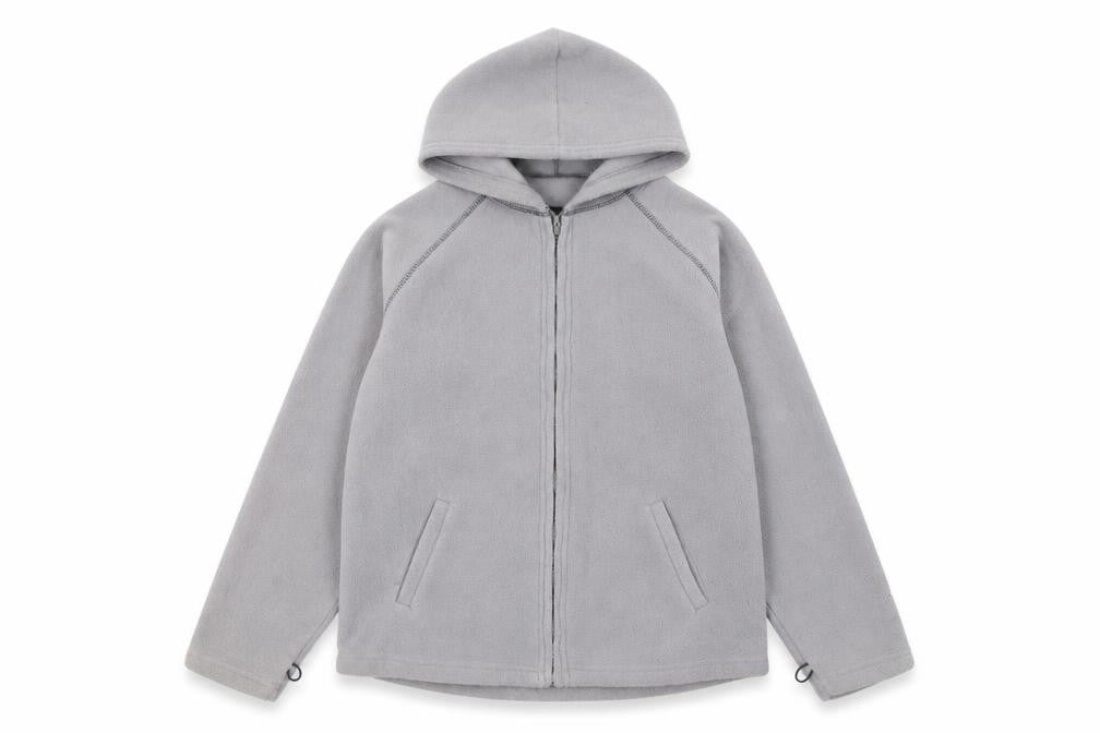 Front view of Peter Storm boys’ grey hooded fleece zip jacket 11-12 years outdoor wear