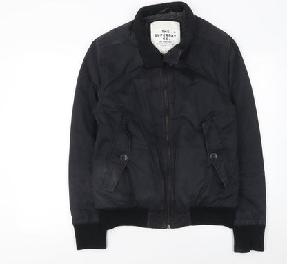 Mens UK Size L Superdry Black Bomber Jacket