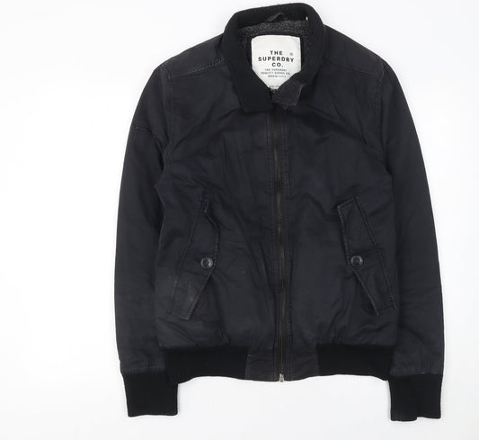 Mens UK Size L Superdry Black Bomber Jacket