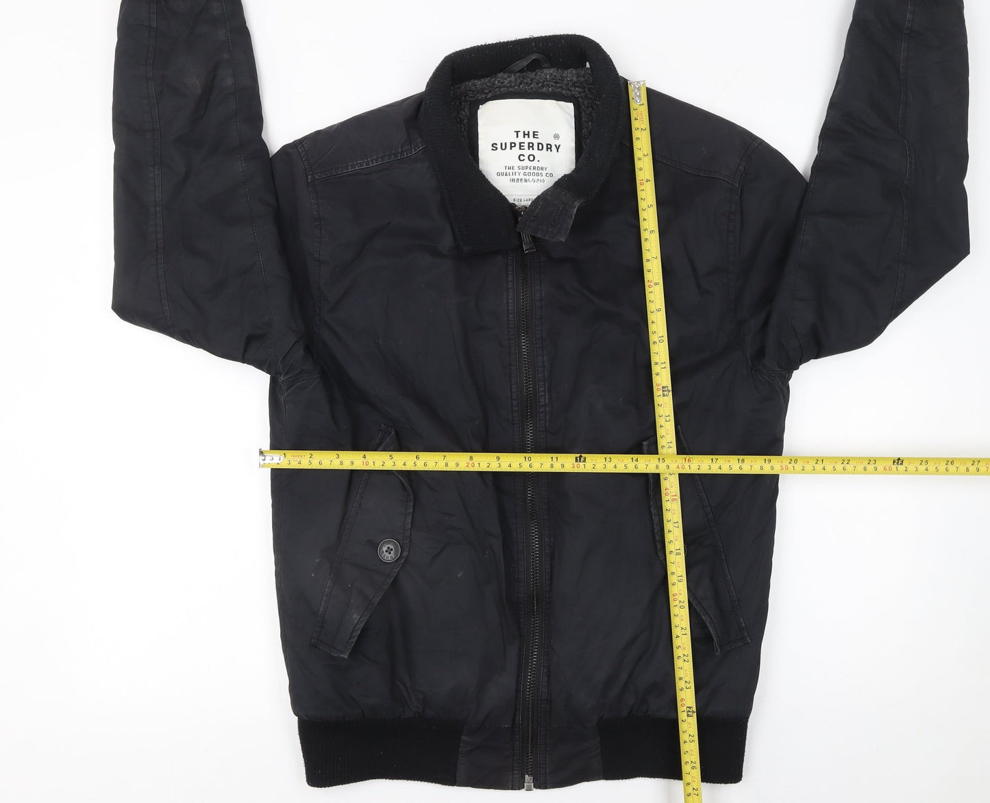 Mens UK Size L Superdry Black Bomber Jacket