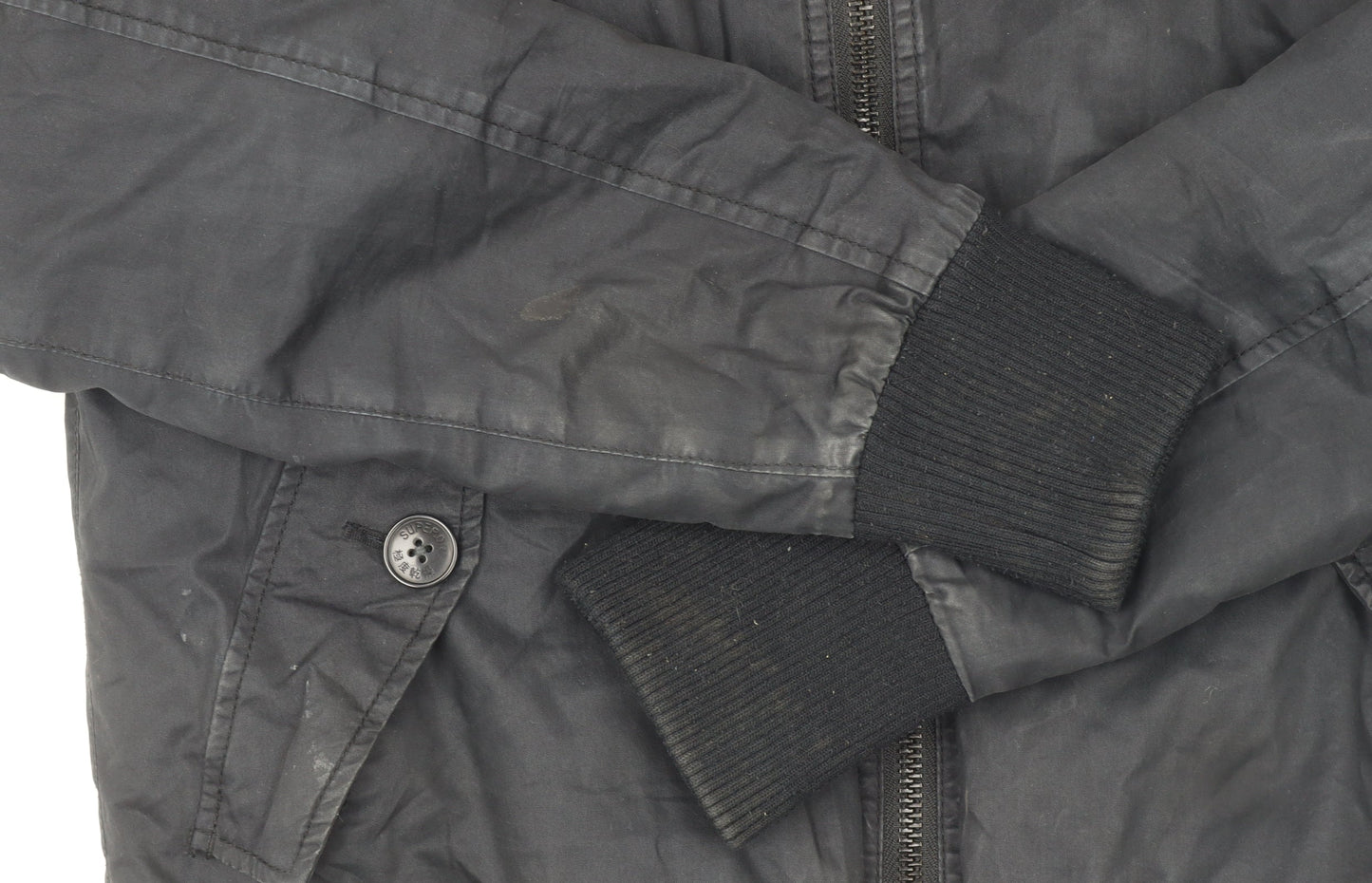 Mens UK Size L Superdry Black Bomber Jacket