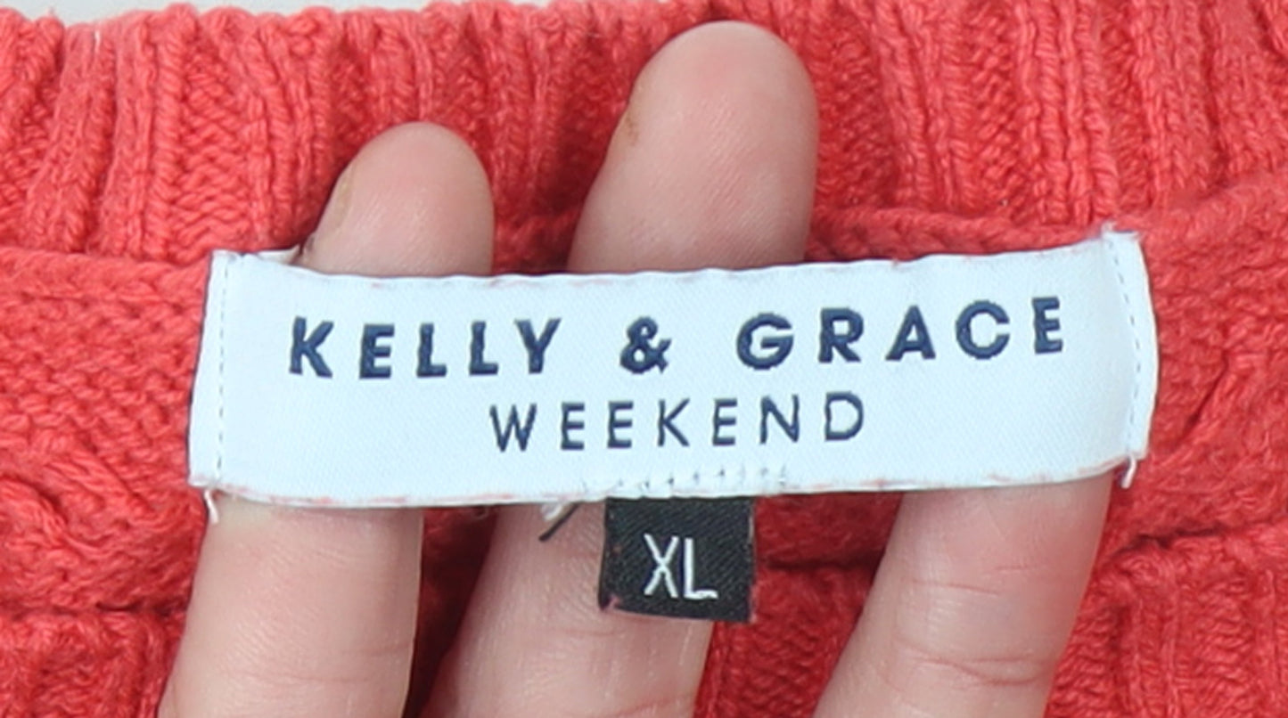 Womens UK Size XL Kelly & Grace Red Pullover Jumper