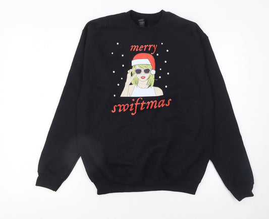 Womens UK Size L Gildan Black Pullover Sweatshirt
