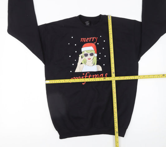 Womens UK Size L Gildan Black Pullover Sweatshirt