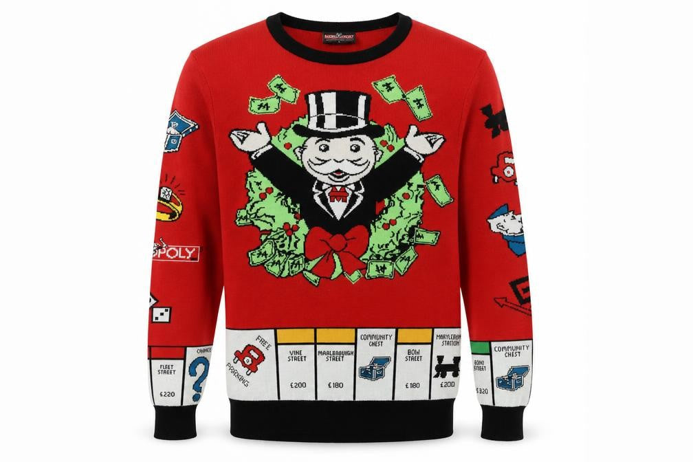 Mens UK Size M MONOPOLY Red Pullover Jumper