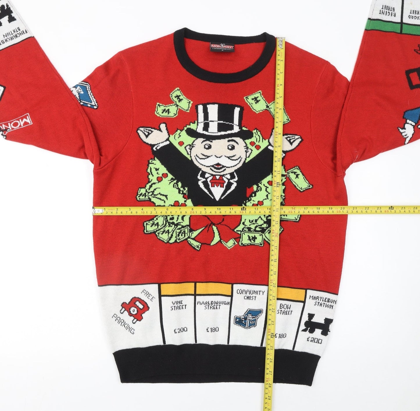 Mens UK Size M MONOPOLY Red Pullover Jumper