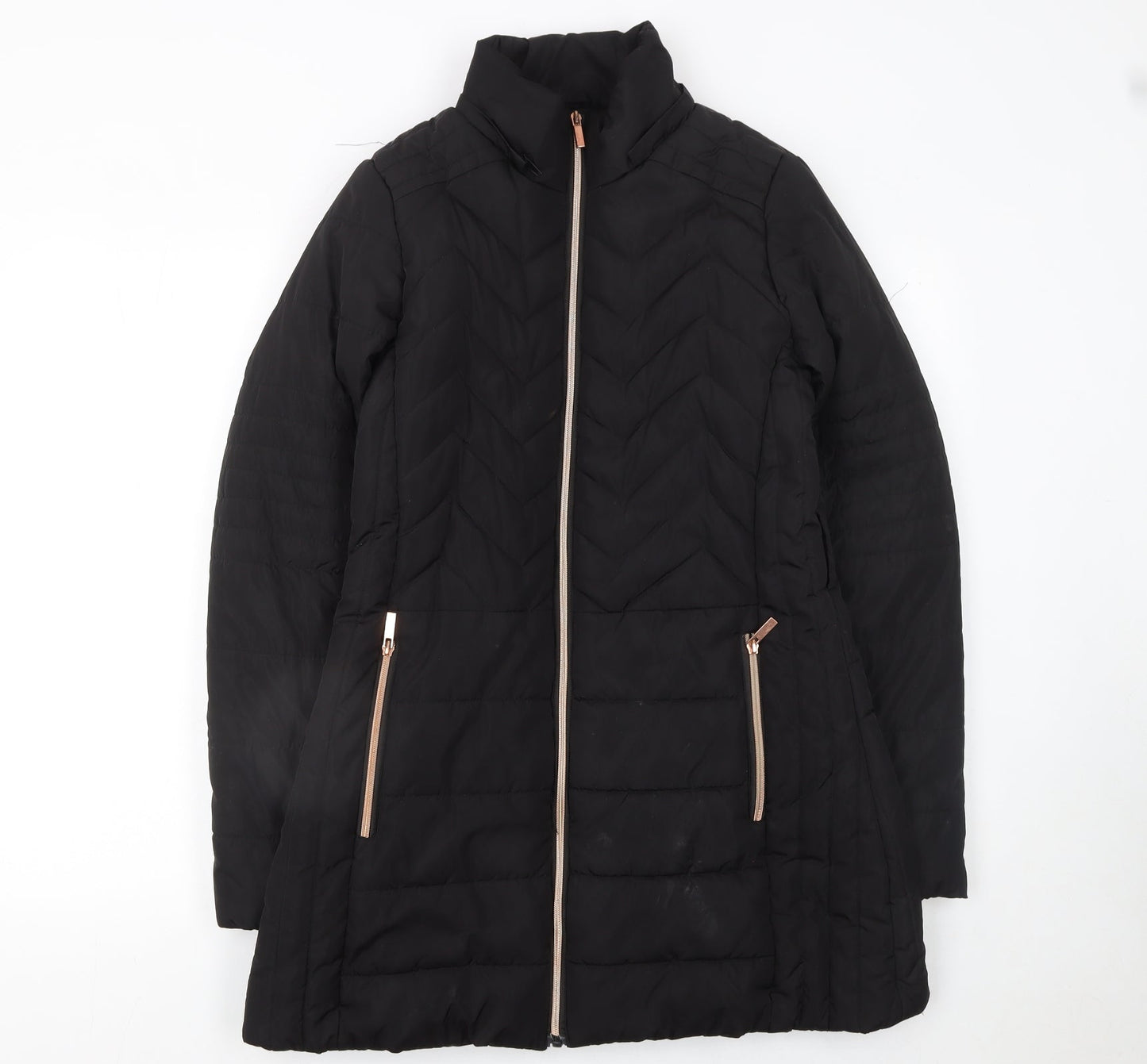 Womens UK Size 8 QED LDN Black Puffer Jacket
