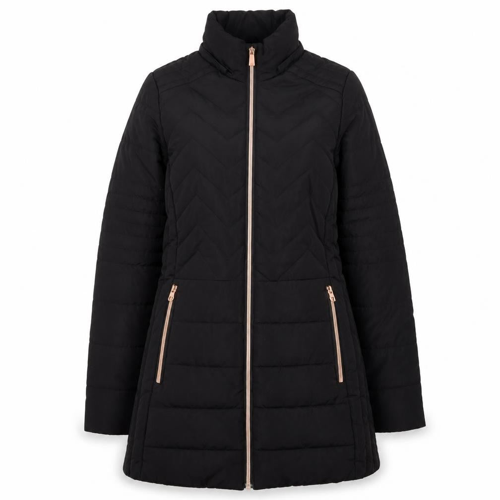 Womens UK Size 8 QED LDN Black Puffer Jacket