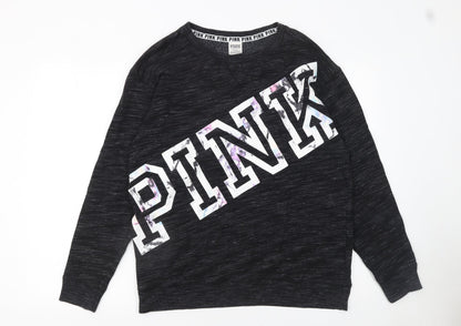 Womens UK Size 12 Victoria's Secret PINK Black Pullover Sweatshirt