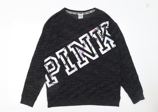 Womens UK Size 12 Victoria's Secret PINK Black Pullover Sweatshirt