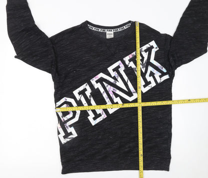 Womens UK Size 12 Victoria's Secret PINK Black Pullover Sweatshirt