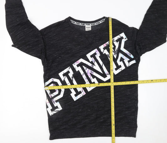 Womens UK Size 12 Victoria's Secret PINK Black Pullover Sweatshirt