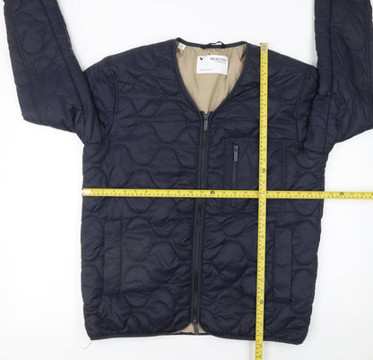 Mens UK Size L Selected Homme Blue Quilted Coat