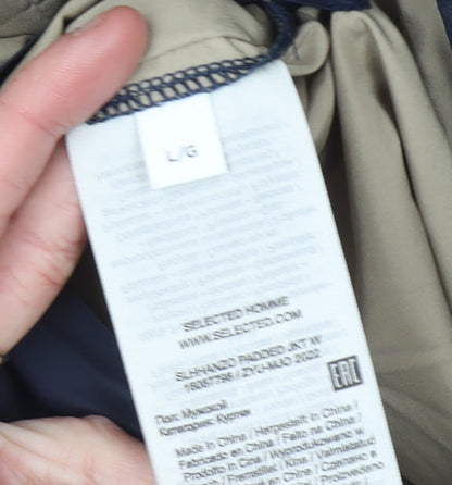 Mens UK Size L Selected Homme Blue Quilted Coat