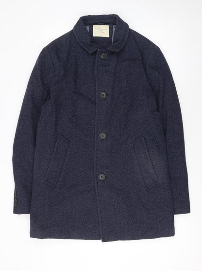 Mens UK Size M Selected Homme Blue Overcoat