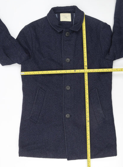 Mens UK Size M Selected Homme Blue Overcoat