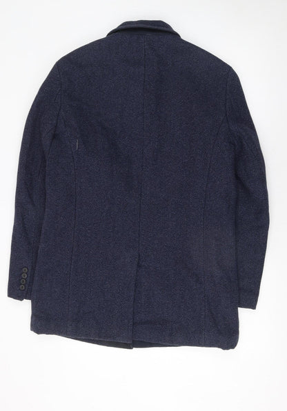 Mens UK Size M Selected Homme Blue Overcoat