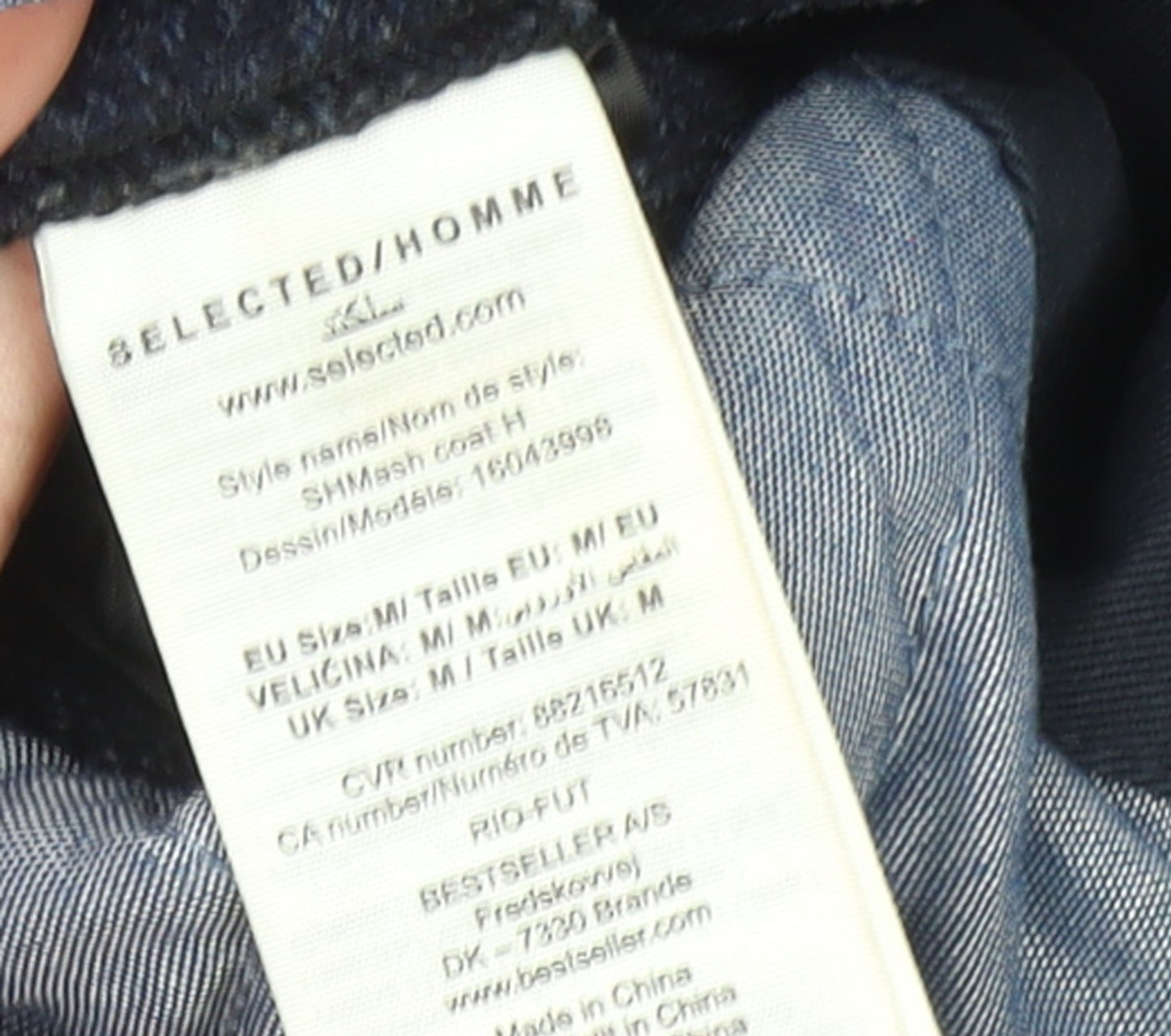 Mens UK Size M Selected Homme Blue Overcoat
