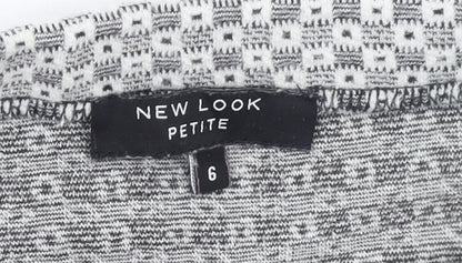 New Look Petite Grey Patterned Mini Skirt Size 6 with Zip Detail