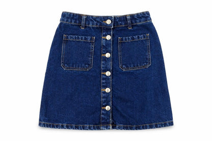 Denim Co. Women Blue Denim A-Line Button Skirt Size 4