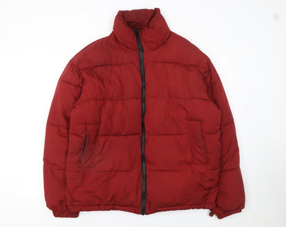 Urban Outfitters Womens Red Puffer Jacket Size M Full Zip Winter Coat