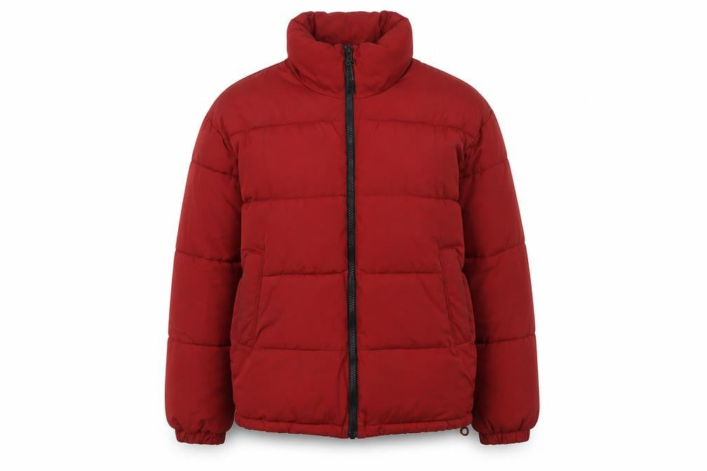 Urban Outfitters Womens Red Puffer Jacket Size M Full Zip Winter Coat