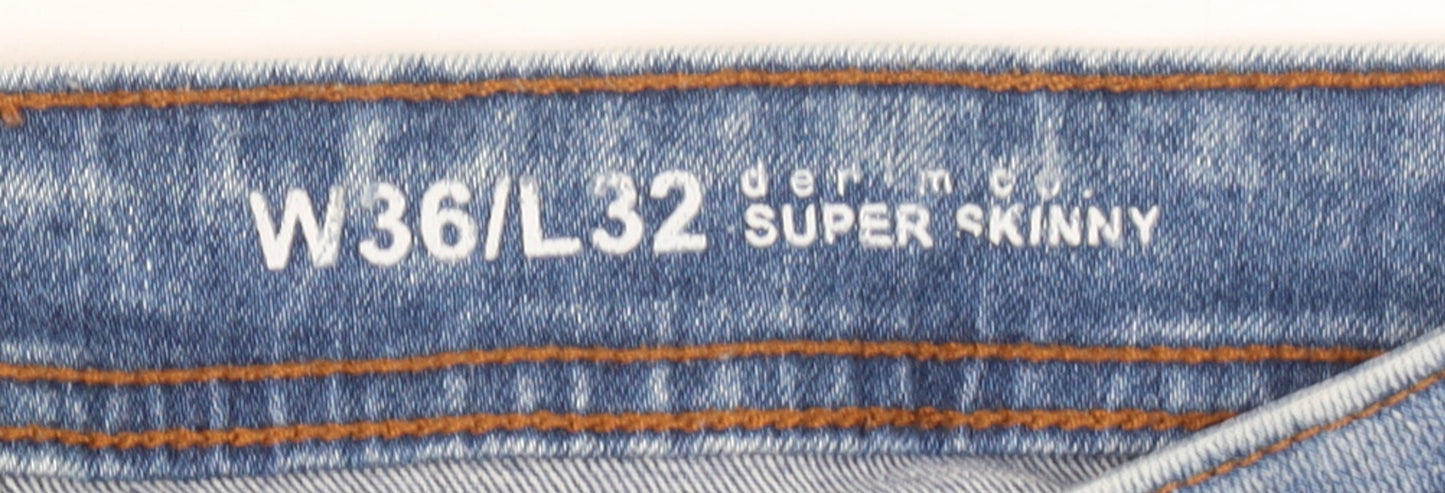 Denim Co Men's Blue Super Skinny Distressed Jeans W36 L32