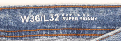 Denim Co Men's Blue Super Skinny Distressed Jeans W36 L32