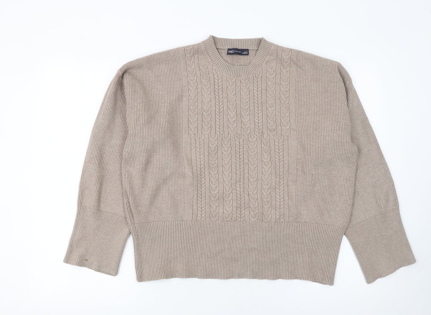 Womens UK Size L Marks and Spencer Beige Pullover Jumper