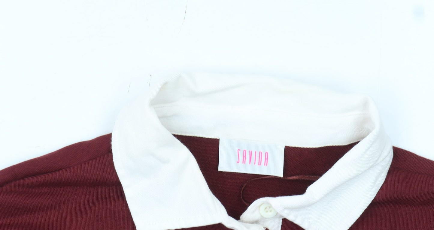 Womens UK Size L Savida Red Basic Polo