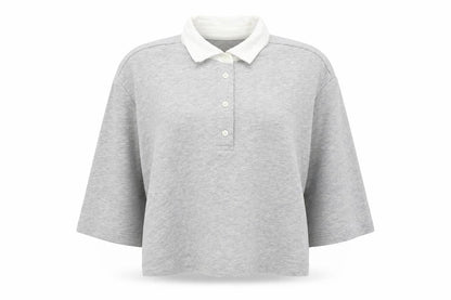 Womens UK Size 12 Savida Grey Cropped Polo