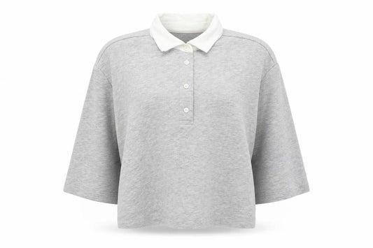 Womens UK Size 12 Savida Grey Cropped Polo