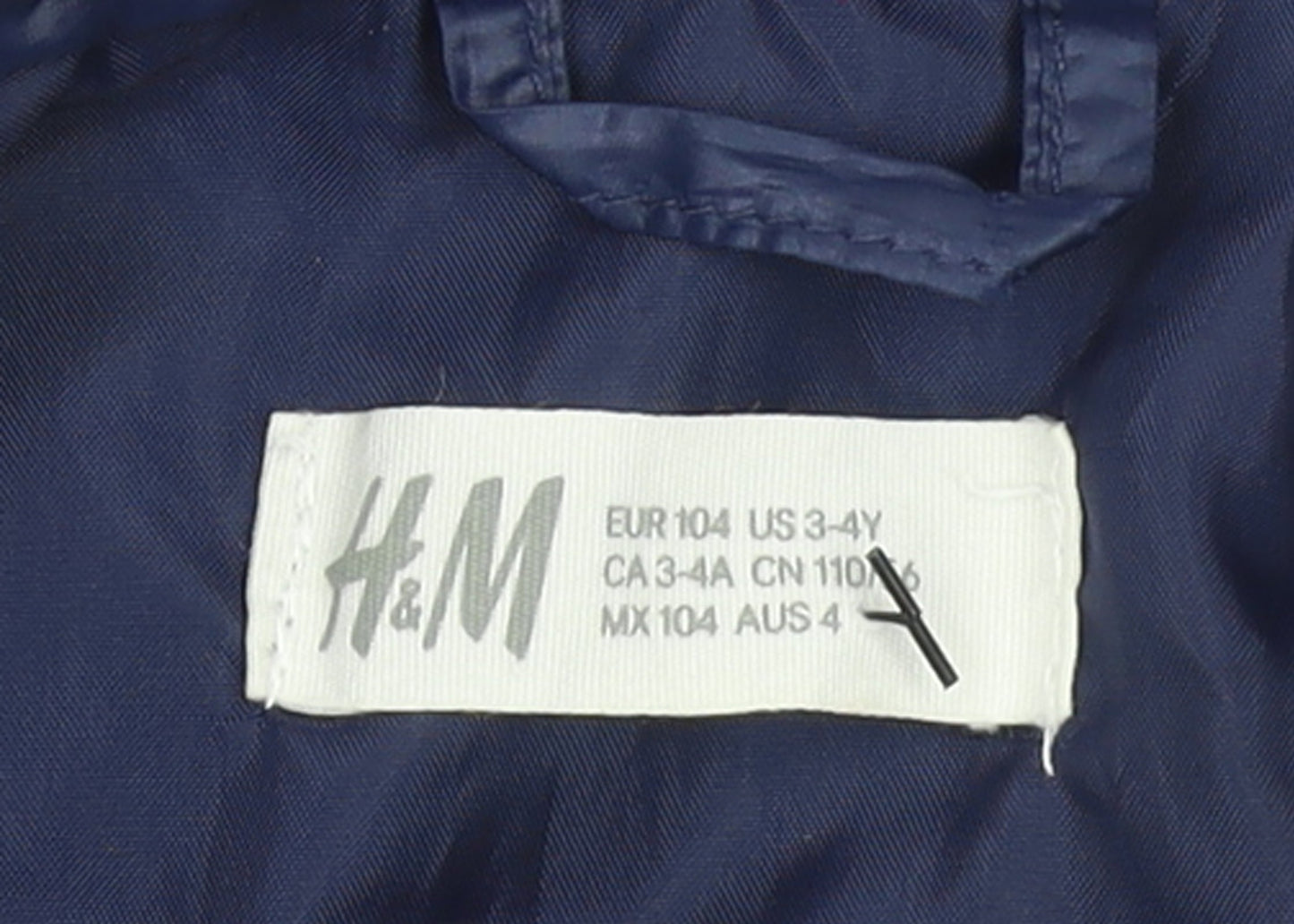 Girls UK Size 3-4 Years H&M Blue Puffer Jacket