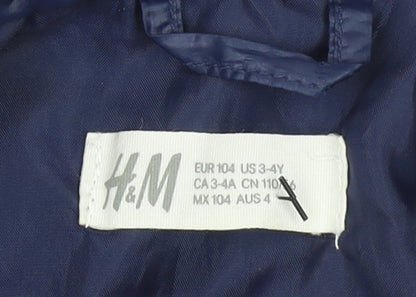 Girls UK Size 3-4 Years H&M Blue Puffer Jacket