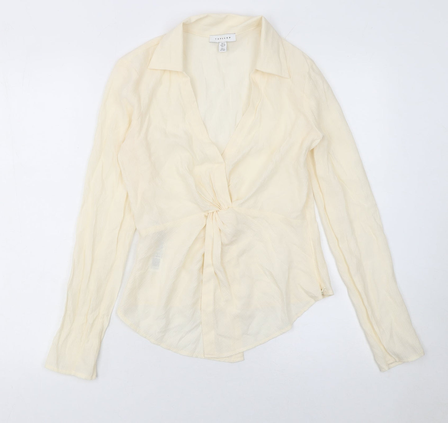Womens UK Size 6 Topshop Beige Wrap Blouse