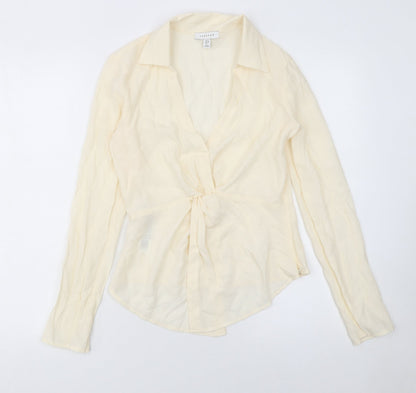Womens UK Size 6 Topshop Beige Wrap Blouse