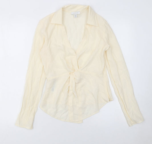 Womens UK Size 6 Topshop Beige Wrap Blouse
